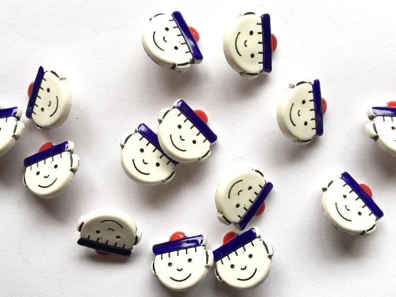 12mm - Happy Sailor Faces with PomPom Hat