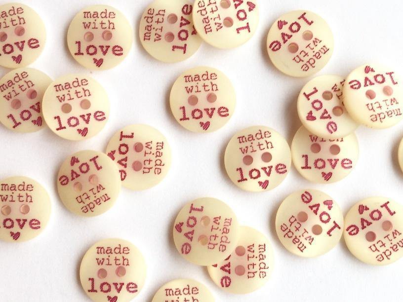 12mm - Made with Love Buttons