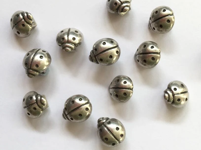 12mm - Silvery Metallic Ladybirds