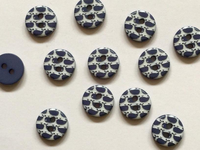 12mm - White with Navy Blue Whales