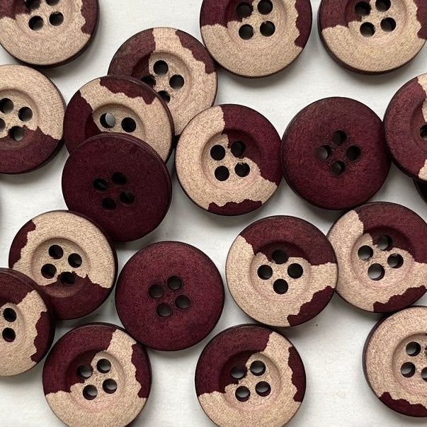15mm - Dark Red and Pink Cotton Button