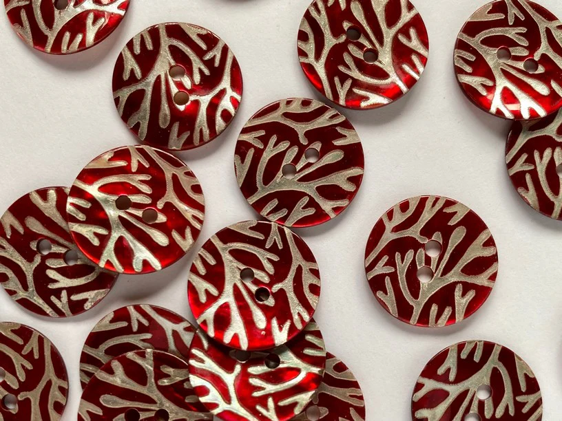 18mm - Glossy Red Coral Pattern