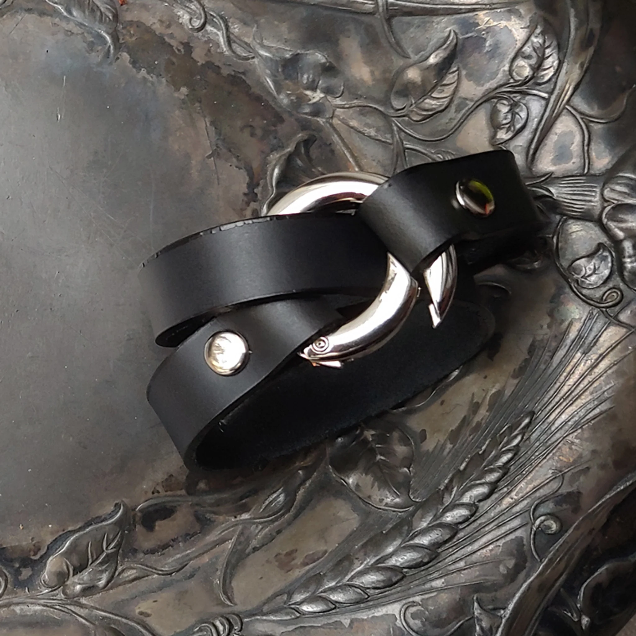 Bezel Leather Shawl Cuff - Image 2
