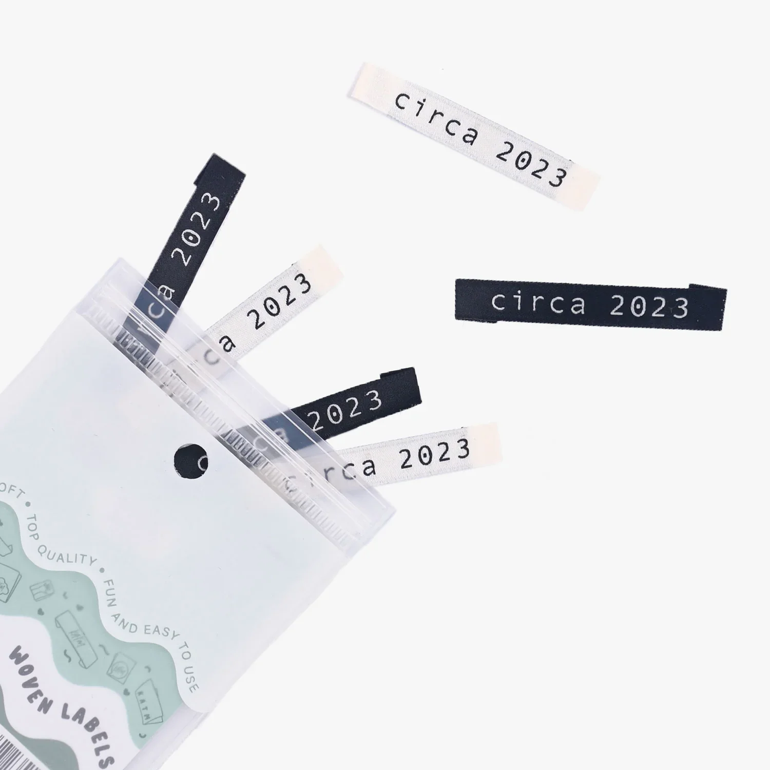 "Circa 2023" Woven Labels 6 Pack - Image 2