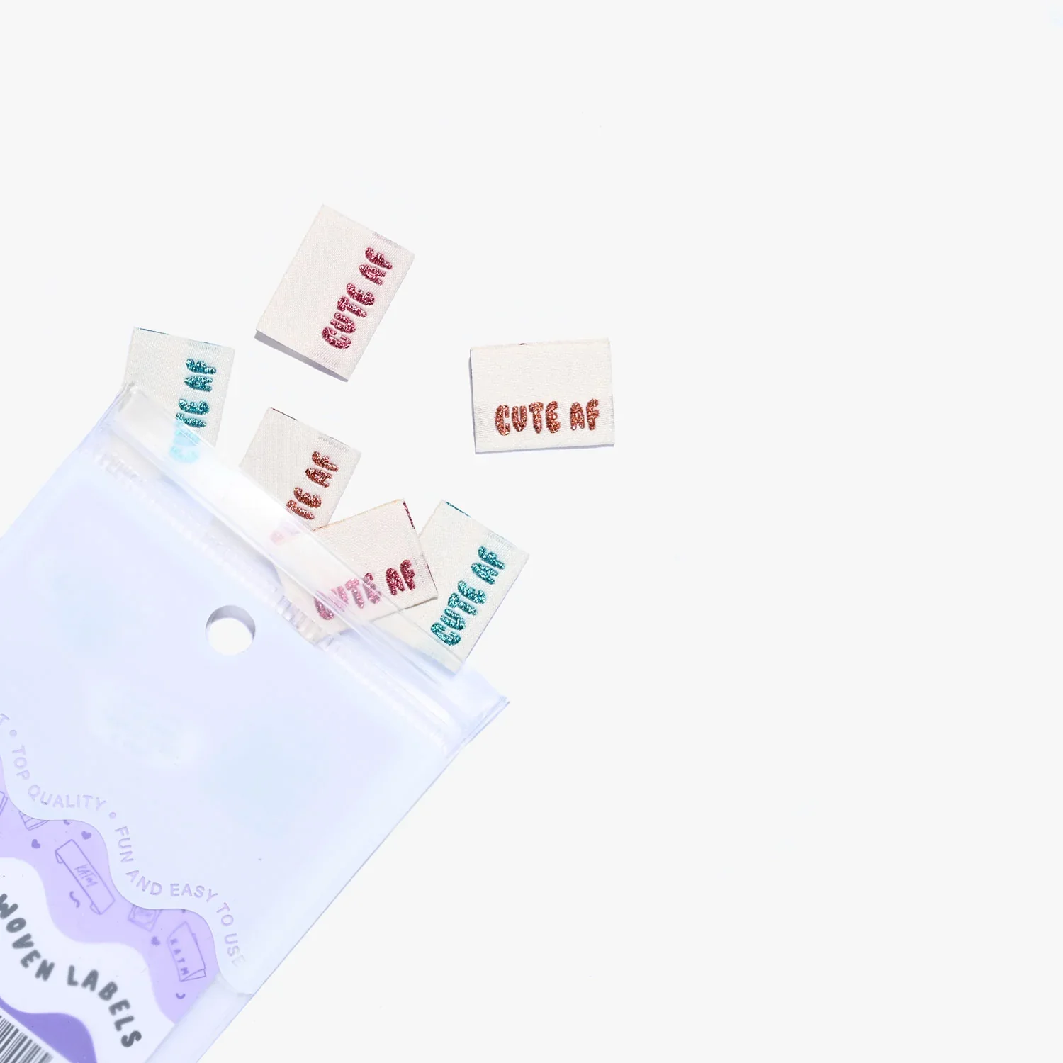 "Cute AF" Woven Labels 6 Pack - Image 3