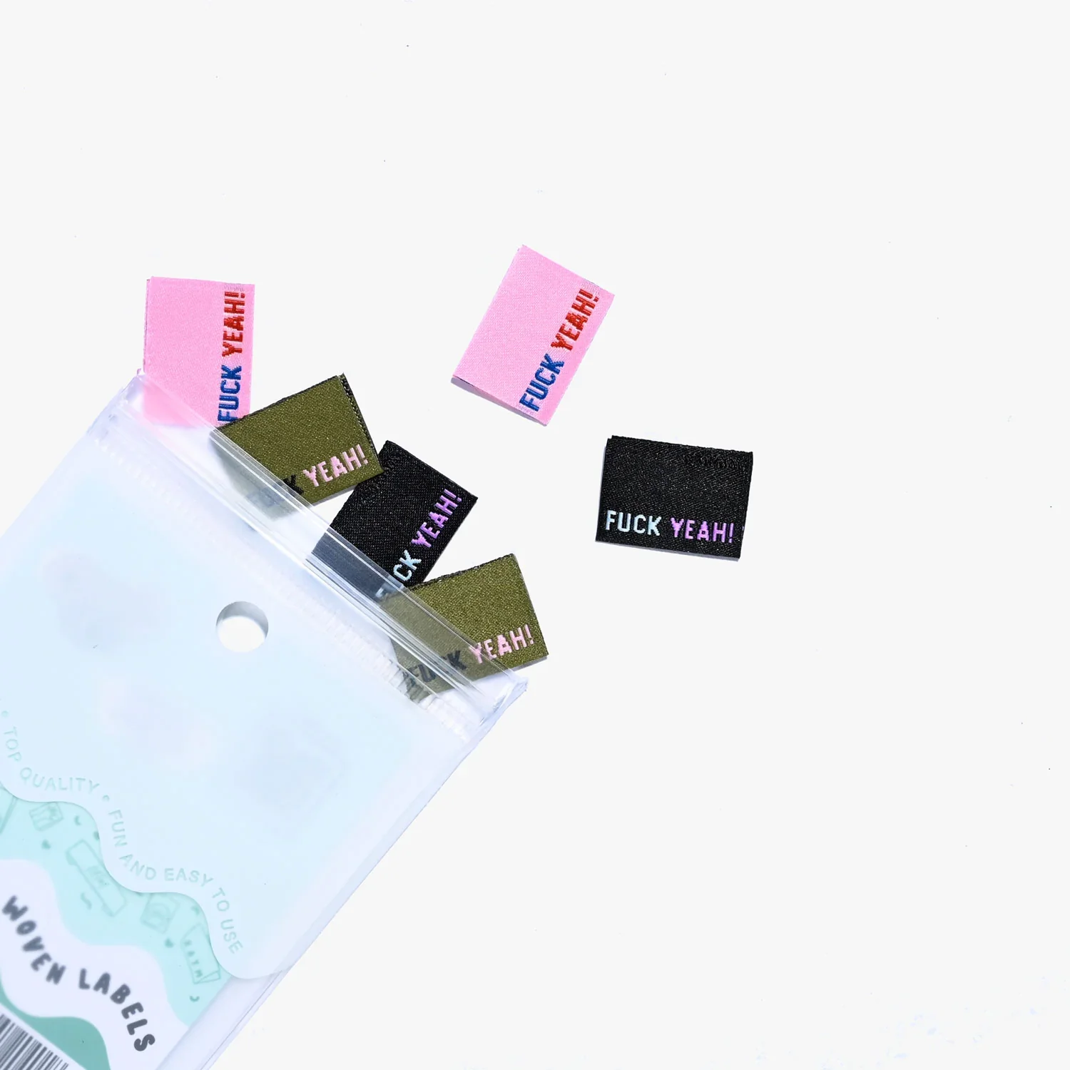 "Fuck Yeah" Woven Labels 6 Pack - Image 3