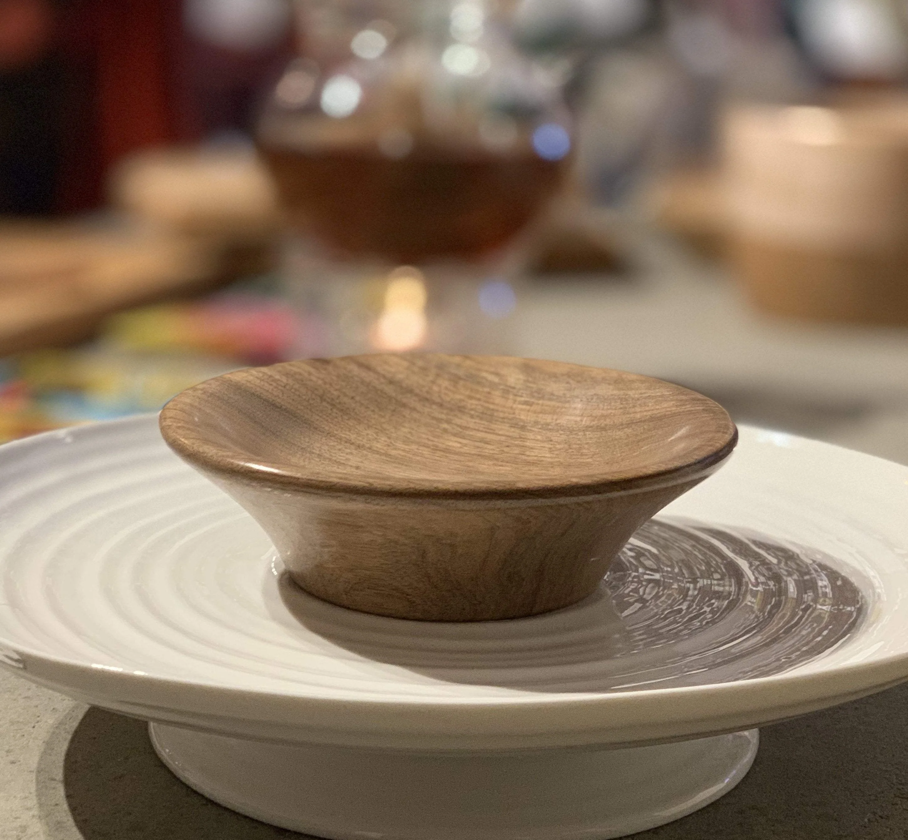 Hand-Turned Wooden Magnetic Bowl - Walnut - Image 4