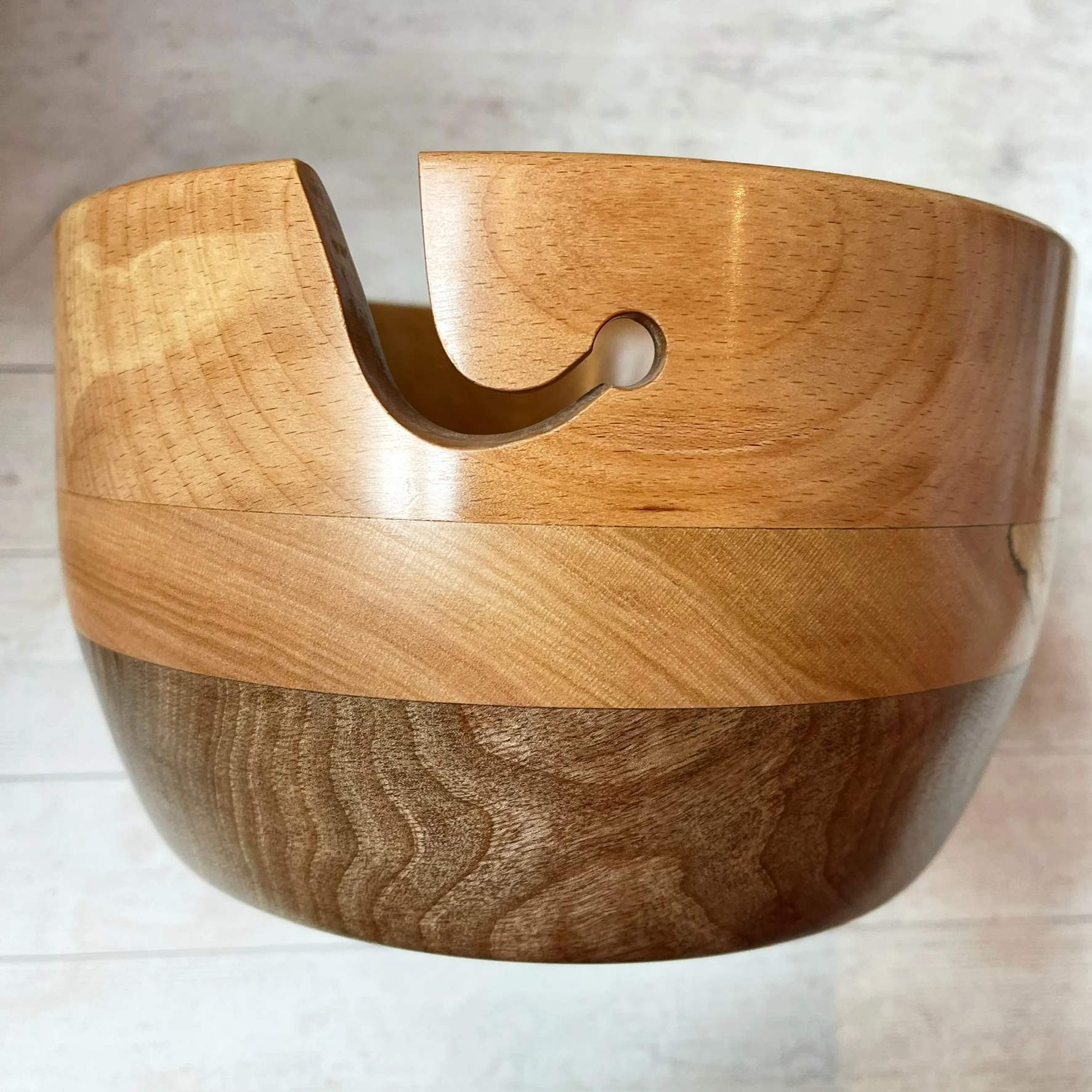 Hand Turned Yarn Bowl - Beech, London Plain & Walnut - Image 2