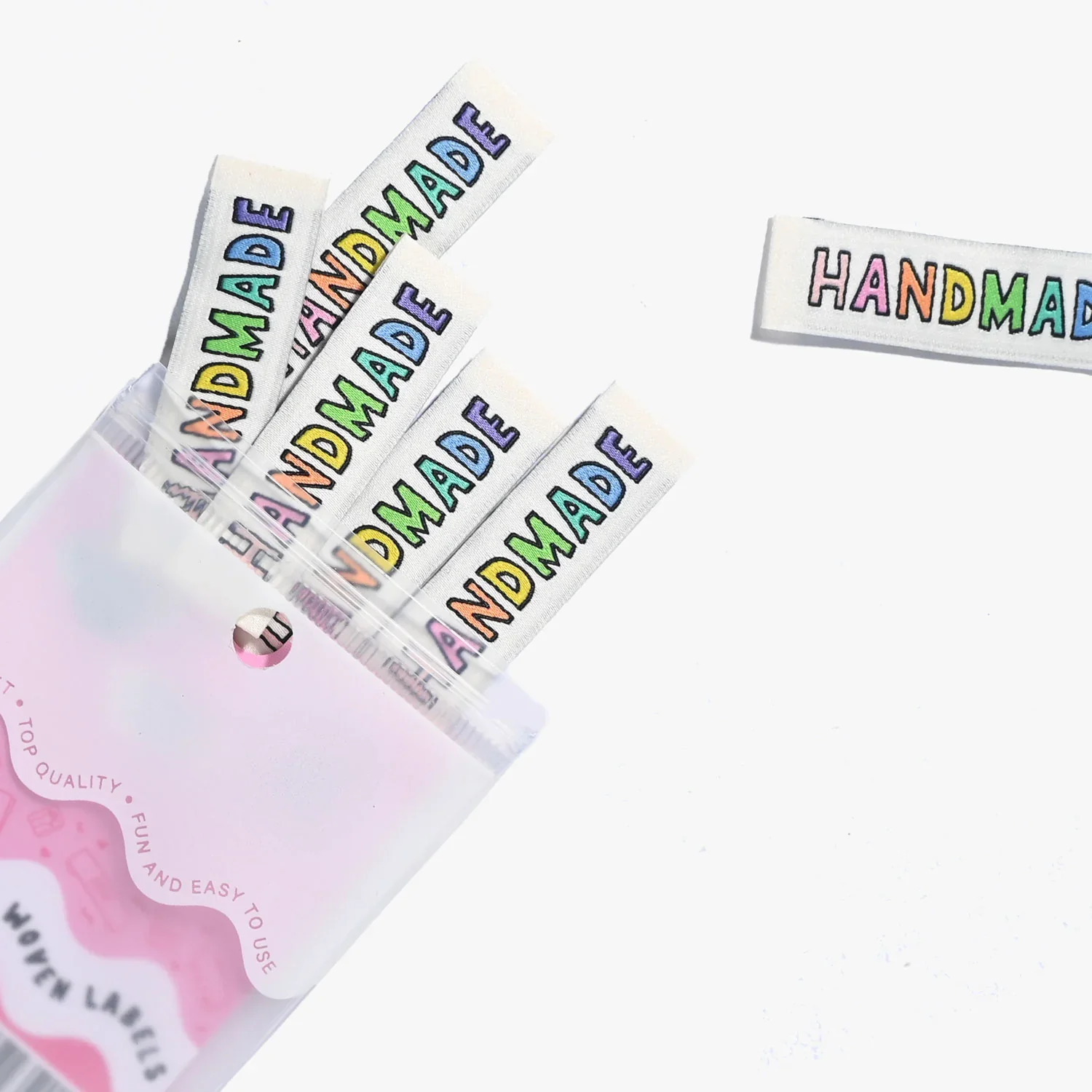 "Handmade" Rainbow Woven Labels 6 Pack - Image 4