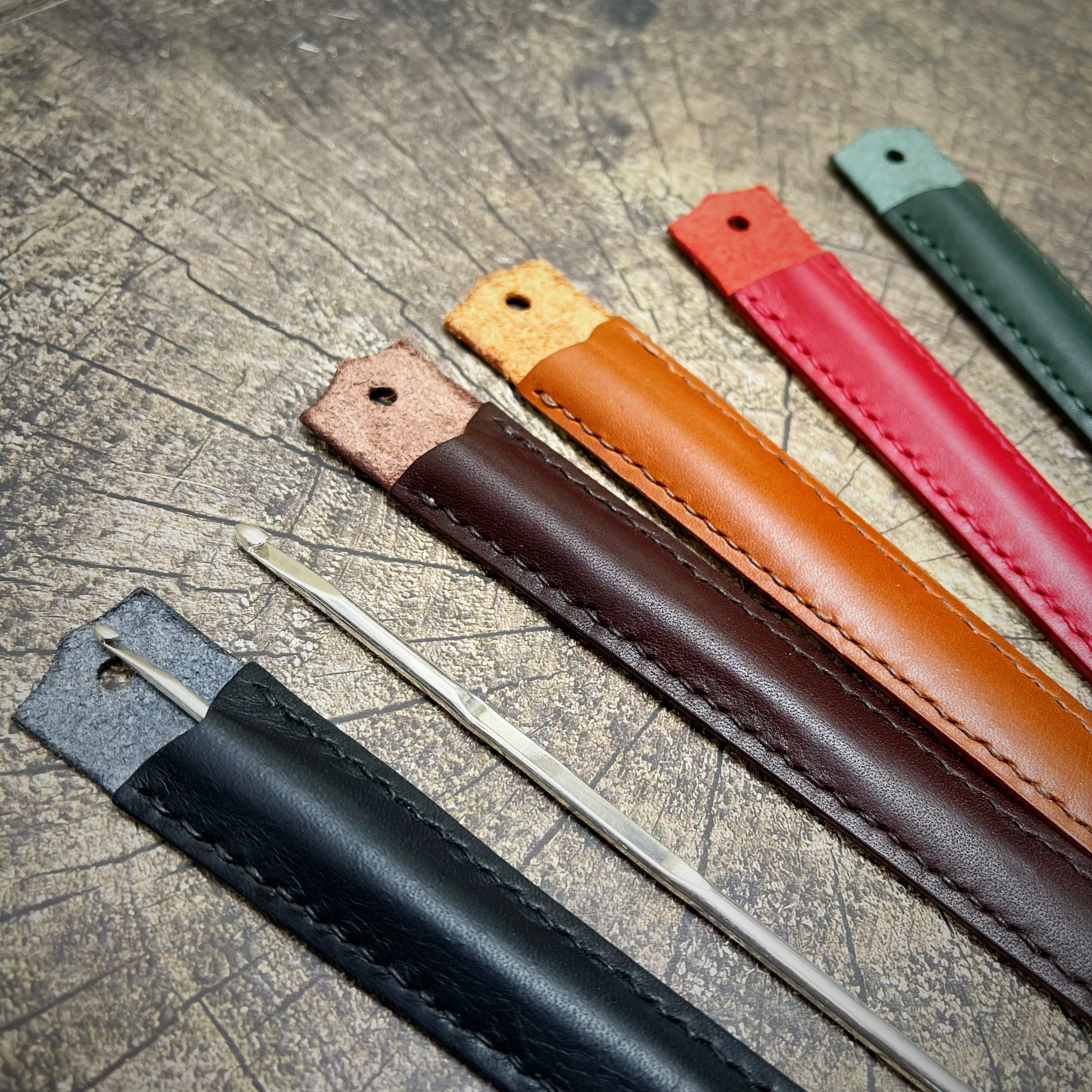 Leather Single Crochet Hook Cases