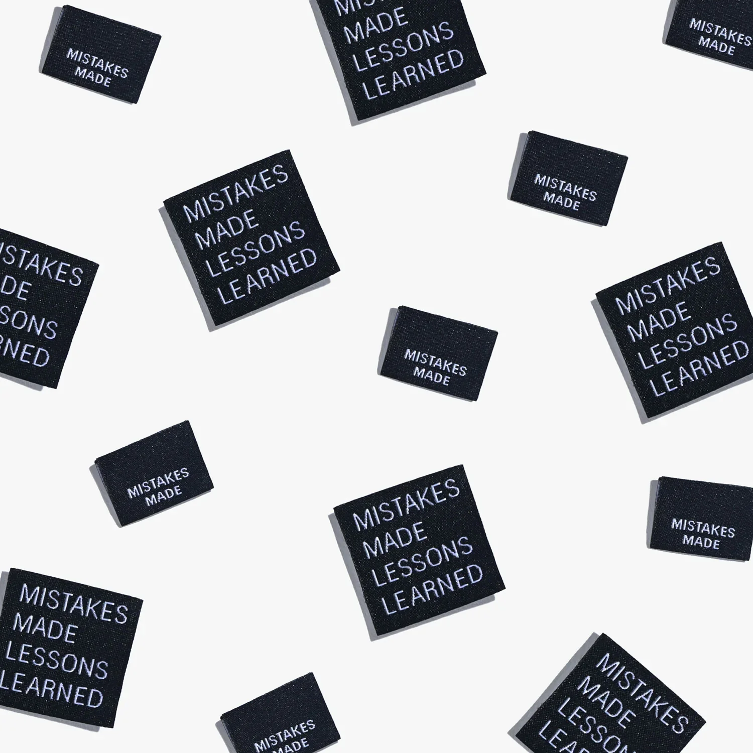 "Mistakes Made Lessons Learned" Woven Labels 6 Pack