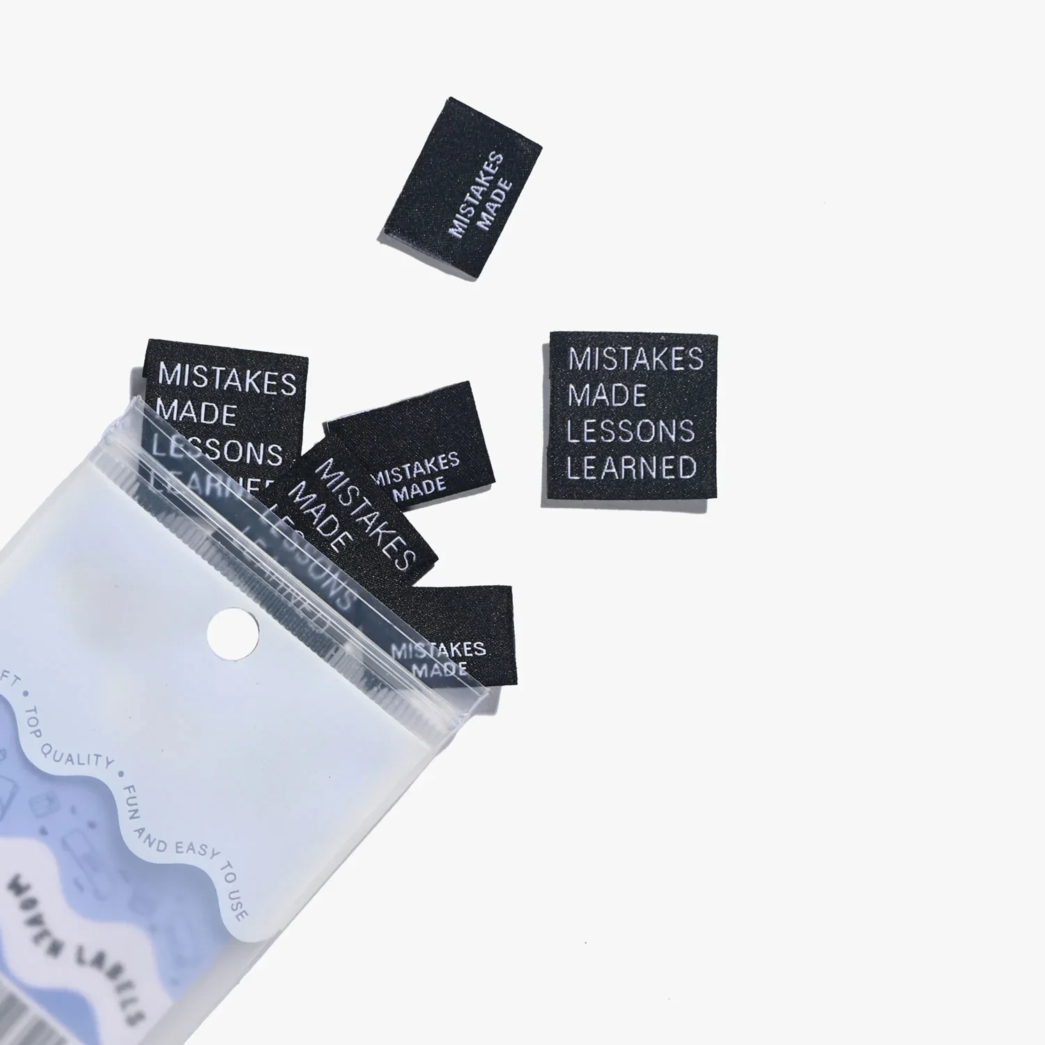 "Mistakes Made Lessons Learned" Woven Labels 6 Pack - Image 2