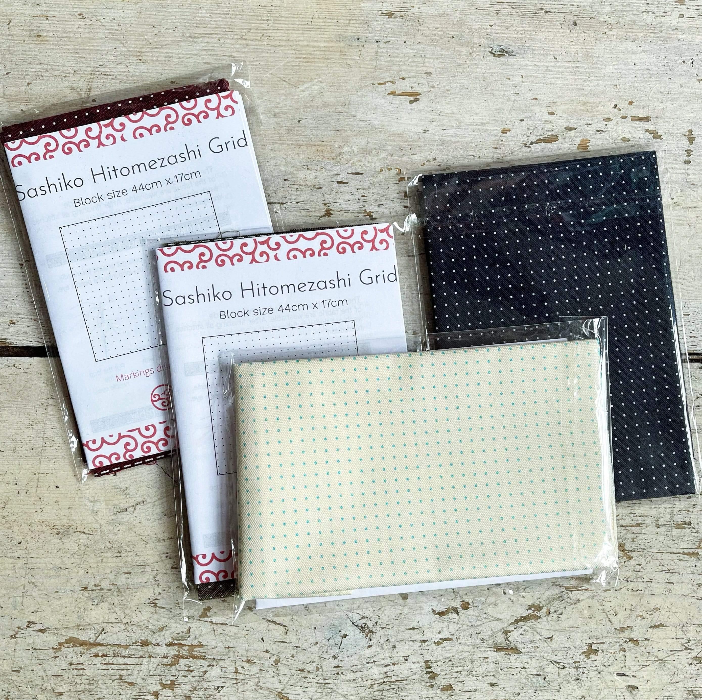 Sashiko Dot Grid Stencil Fabric Panel (Hitomezashi) - Image 3