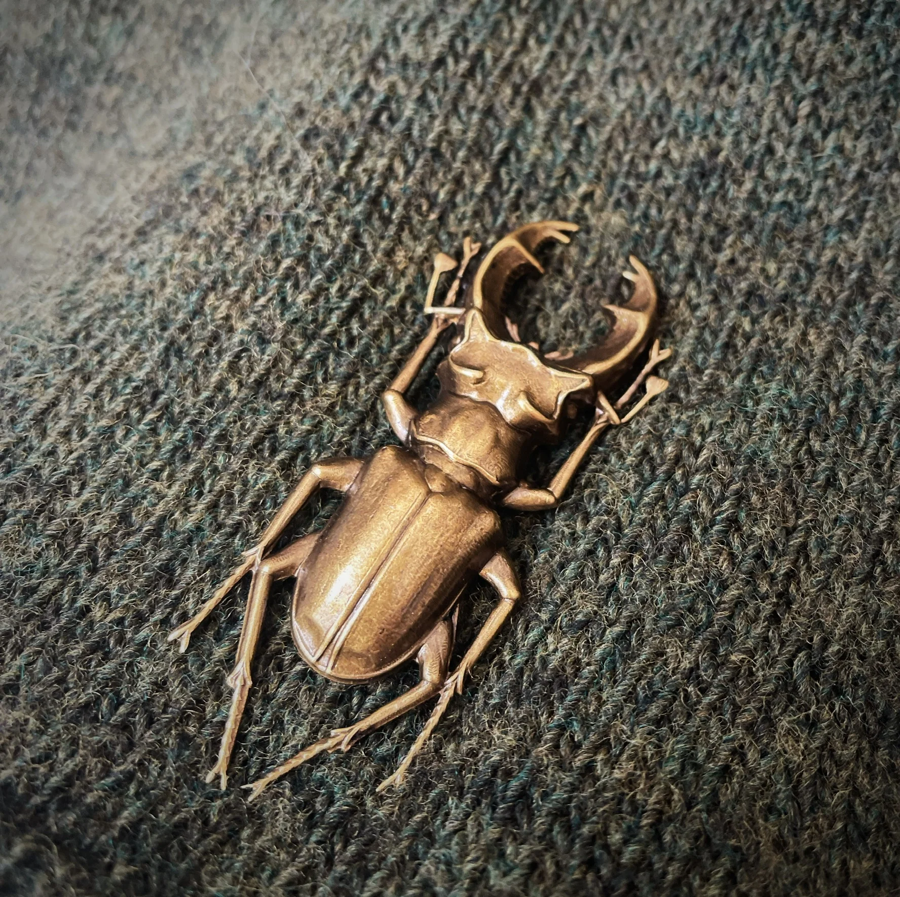 Stag Beetle Brooch - Bronze