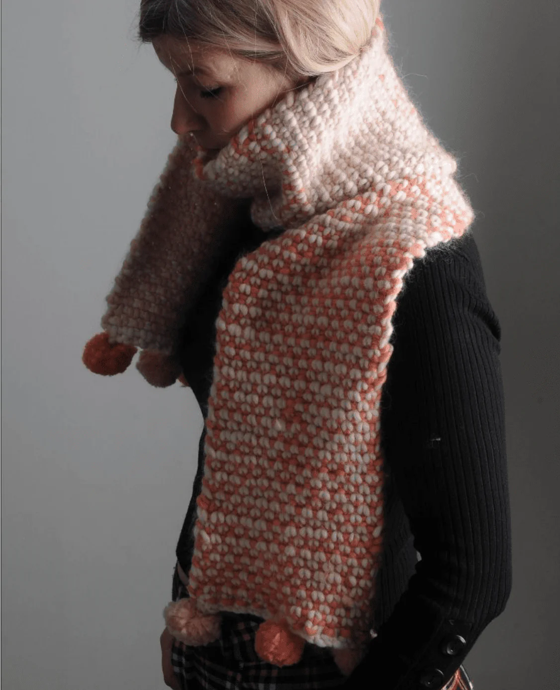 Two Colour Moss Stitch Scarf Pattern