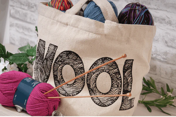 "Wool" Fabric Bucket Bag - Image 5